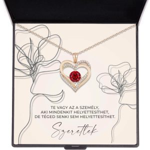 nyaklánc szív alakú medállal - aranyozott - rubint