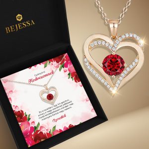 cirkóniákkal tűzdelt nyaklánc - dedikáció dobozban rubin - Valentin napi ajándék