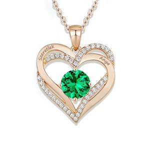 nyaklánc szív alakú medállal - aranyozott - smaragd