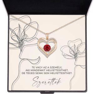 nyaklánc szív alakú medállal - aranyozott - rubint
